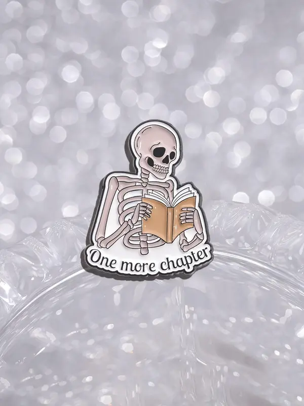 Skeleton Reading Book Design Brooch, Fashion Alloy Badge for Daily Clothing Decor, Trendy All-match & Exquisite Brooch for Birthday Gift Halloween 3