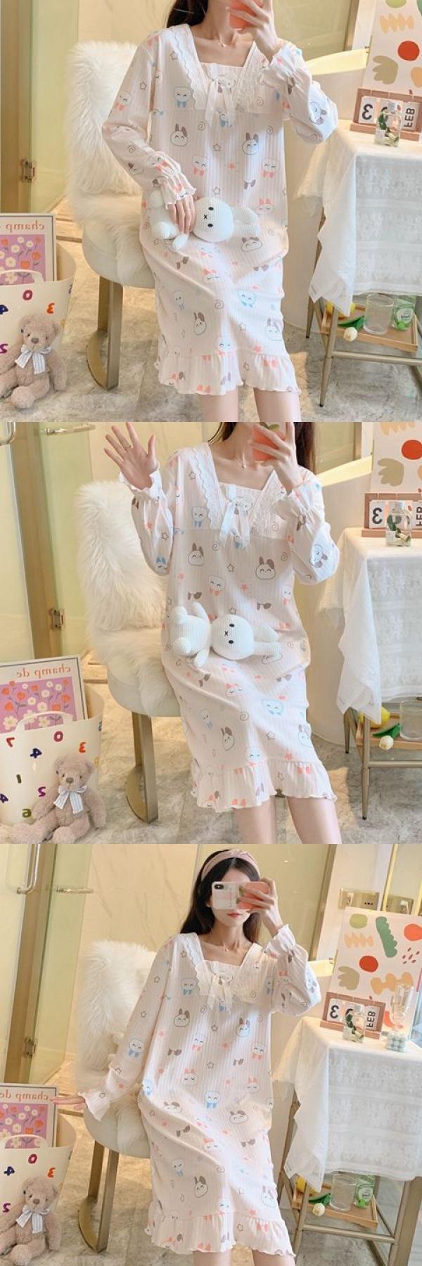 Product Introduction of Váy Ngủ Cho Nữ, Phong Cách Công Chúa Ren Mùa Thu, Dài Tay, Dễ Thương, Cỡ Lớn, Thích Hợp Cho Mùa Mùa Xuân Và Mùa Thu, Phong Cách Instagram, Thích Hợp Cho Học Sinh, Thiết Kế Hoạt Hình, Thích Hợp Cho Trang Phục Nhà Cửa Women Đầm Ngủ Dress Khuy 11