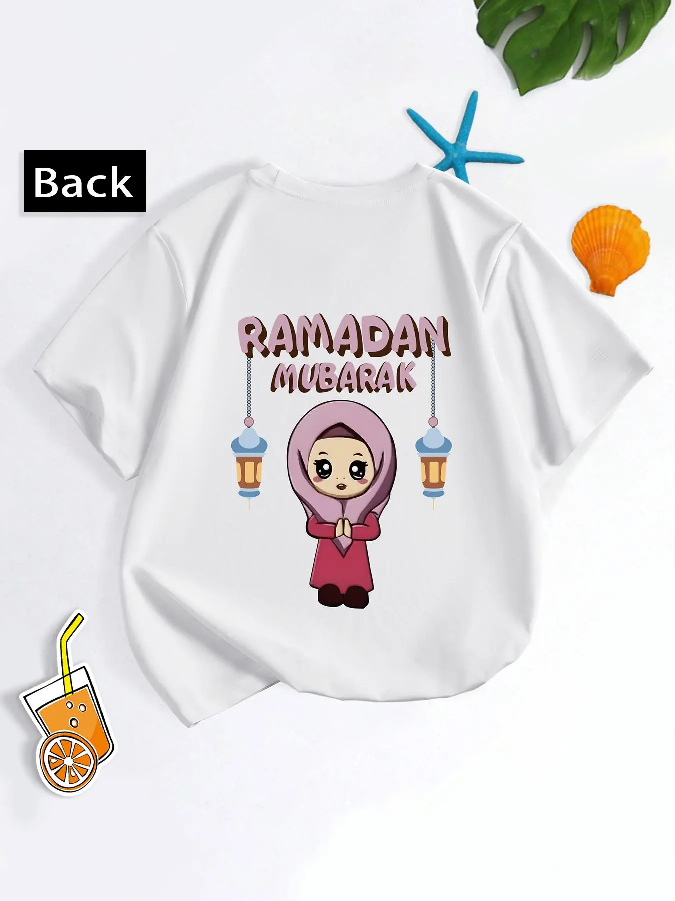 Girl's Cartoon Letter Graphic Print Round Neck Tee, Fashion Casual Short Sleeve T-shirt for Daily Wear, Kids Clothes for All Seasons