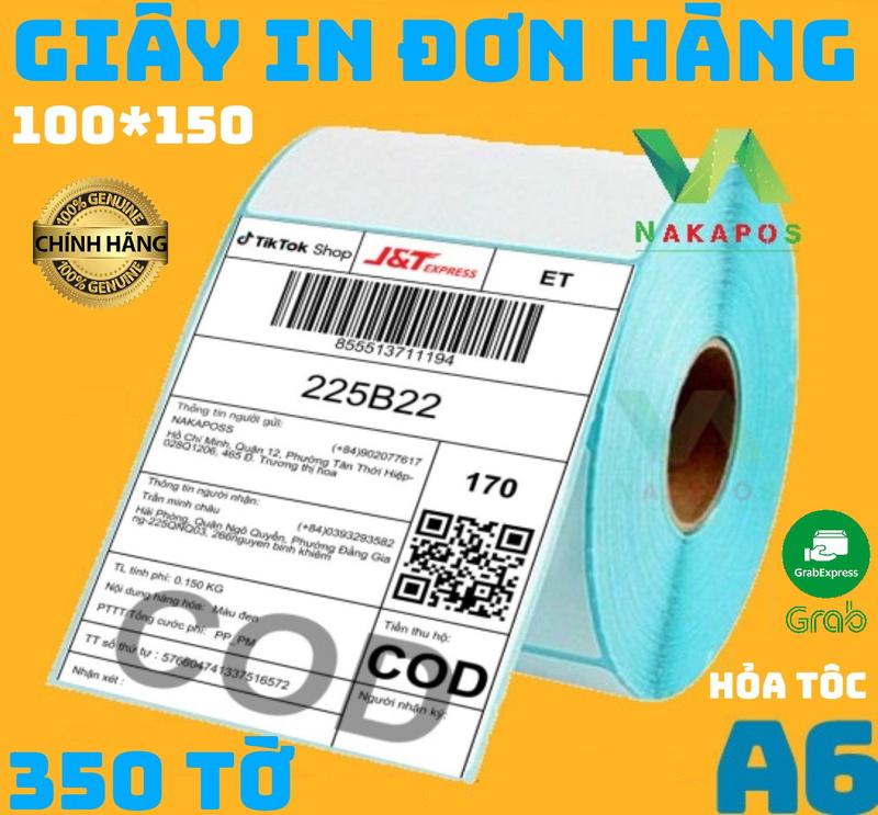 Giấy In Đơn hàng A6 giấy in nhiệt DÁN ĐƯỢC 100x150 giấy nhiệt 350 Tờ phiếu vận chuyển phiếu ship CUỘN A6