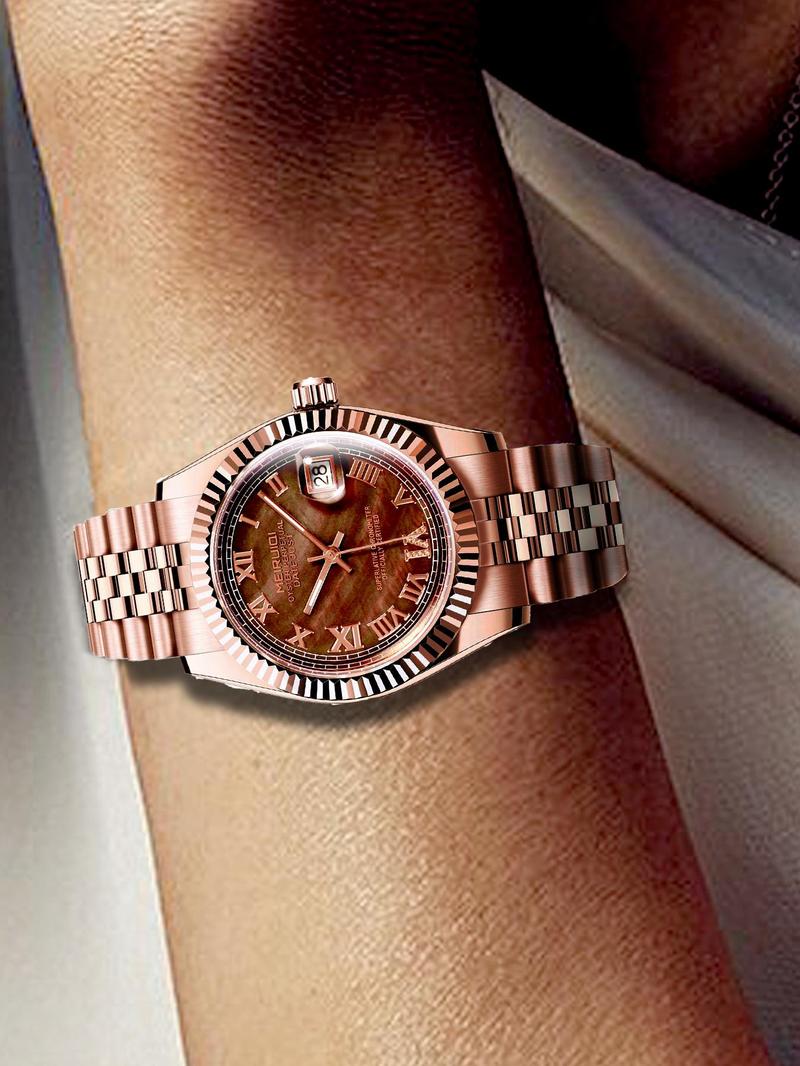 Product Introduction of Women's Elegant Rose Gold Fashion Mechanical Watch, Fashion Watch for Party, Daily Clothing Decor, Trendy All-match & Exquisite Watch for Birthday Gift with Box 2