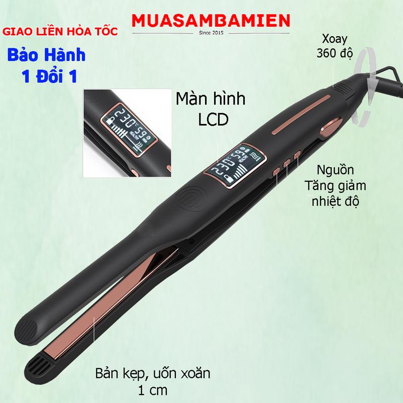 Máy duỗi tóc nam nữ, tóc tém, máy uốn tóc nam nữ bản nhỏ cao cấp có chỉnh nhiệt bản kẹp 1cm máy duỗi