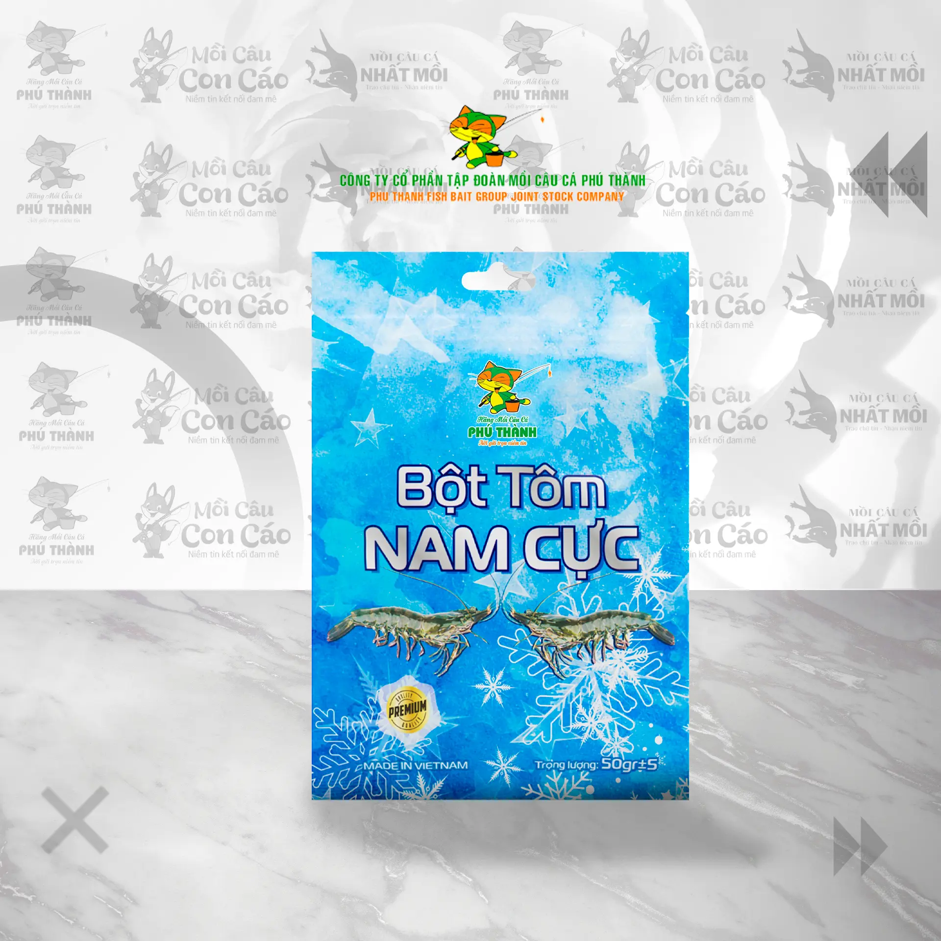 Phú Thành - Bột Tôm Nam Cực chuyên dùng phụ gia kết hợp với tất cả các loại mồi câu Rô Phi, Diêu Hồng chính hãng Phú Thành