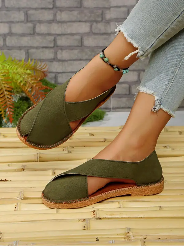 Women's Fashionable Solid Color Flat Sandals, Strap Slides, Casual Comfortable Round Toe Sandals for Summer, Lightweight Breathable Soft Sole Sandals for Daily Wear, Walking Shoes 2