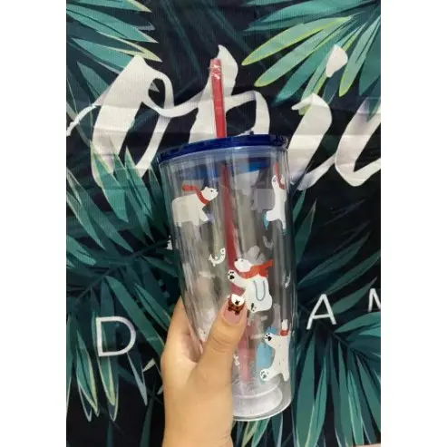 Ly Nhựa 2 Lớp Cách Nhiệt Kèm Ống Hút LocknLock HAP507 dung tích 750ml 8