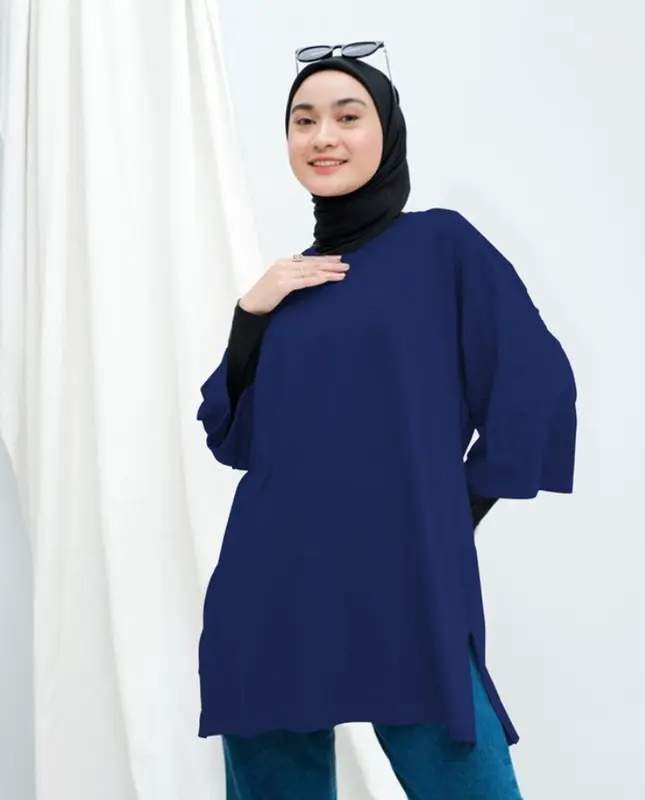 Atasan Kaos Oversize Basic Polos Ld 130cm Baju Kaos Wanita Panjang Top Hijab Jumbo 7