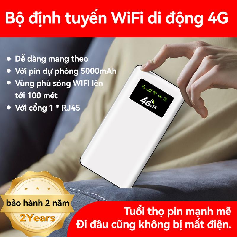 【MEFI Bộ phát Wifi di động dùng SIM 4G LTE 300M Có thể kết nối cùng lúc hơn 50 thiết bị, có một cổng LAN,Pin dung lượng lớn 5000mAh