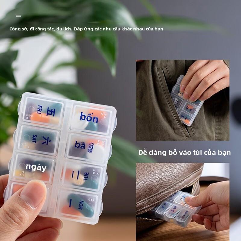Hộp Đựng Thuốc 7 Ngày Tiện Lợi - Hình Tròn + Hình Vuông - Kèm Dụng Cụ Cắt Thuốc 2