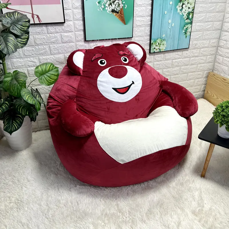 VỎ + LÓT (KO XỐP) ngoài của ghế lười hạt xốp BBK hình thú, vải nhung lạnh mềm mịn, vỏ lót có khoá kéo, chưa có xốp 6