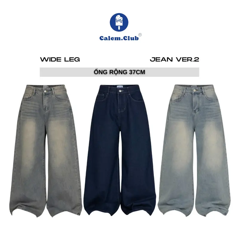 Calem Club - Quần Jeans Ống Rộng Ver 2 WIDE LEG tôn dáng cạp cao form unisex nam nữ 0