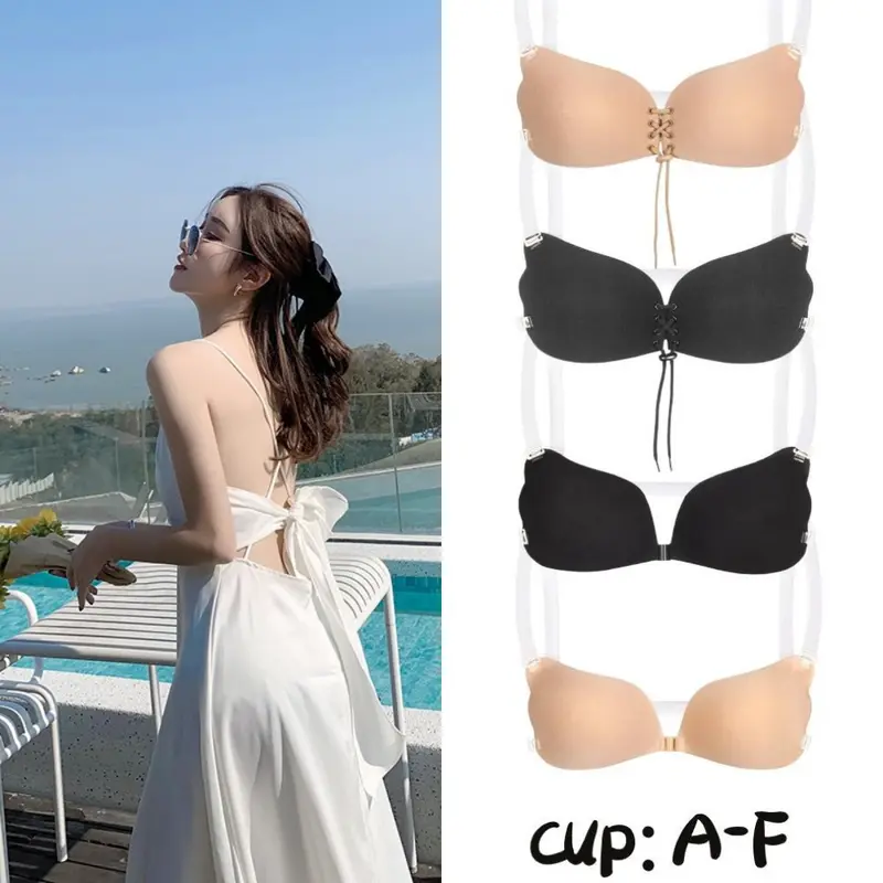 Miếng Dán Ngực, Vô Hình, Tập Hợp Dây Rút, Cỡ Lớn A-F, Khóa Trước Chống Trượt, Miếng Dán Áo Ngực, Dây Đeo Trong Suốt, Thiết Kế Lưng Đẹp, Thích Hợp Cho Váy Cưới Và Áo Hở Lưng, Miếng Dán Ngực 0