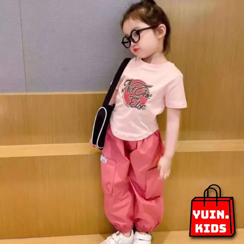 Top Fashion Baju Anak Perempuan Lucu Usia 1-5 Tahun Pakaian Baju Crop Dan Celana Cargo Anak Bayi Katun 8