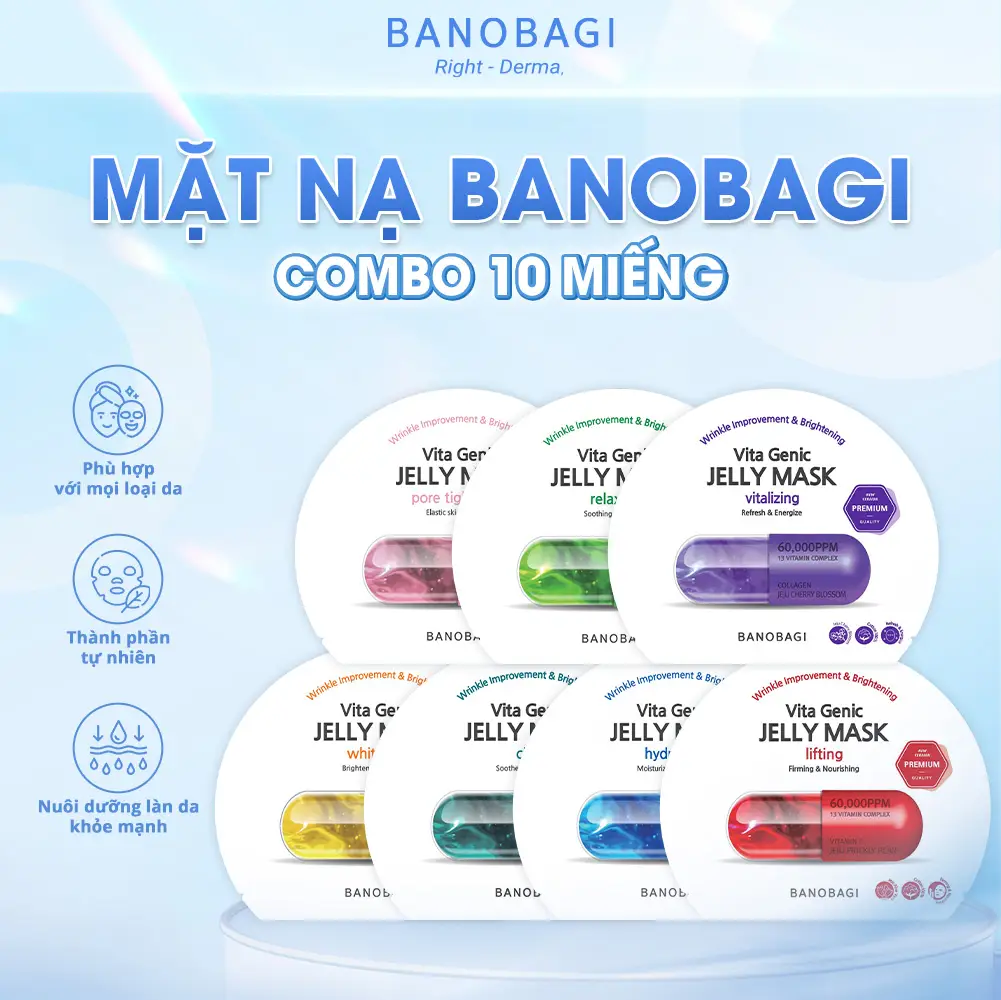 Banobagi Mặt Nạ Premium Vita Genic Jelly Mask Giúp Dưỡng Da Toàn Diện 30Ml ( 10 Miếng)