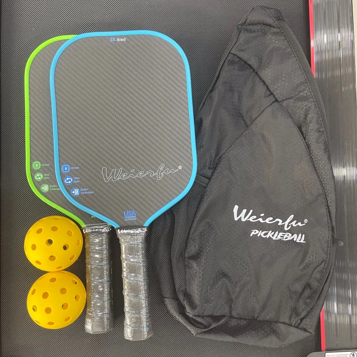 Vợt Pickleball Weierfu 3K Braid Chính Hãng (tặng 2 bóng match ball + túi đựng vợt + quấn cán)