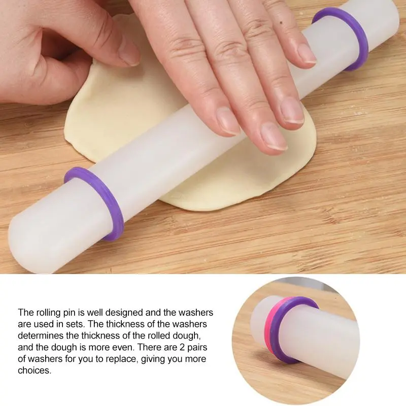 Silicone Dough Mat & Rolling Pin Set, 2 Counts/set Including 1 Count Dough Mat & 1 Count Rolling Pin, Kitchen Baking Utensils for Cookies & Pasta 7