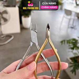 Combo Kìm Lấy Khóe Mũi Dài Nhọn 1.5cm + Kềm Nhặt cắt Da Bán Nguyệt Mạ Vàng - Dụng Cụ Chăm Sóc Nail Chuyên Nghiệp Chà Gót Chân