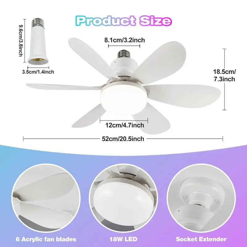 40W E27 Base Ceiling Fan Light, Dimmable Ceiling Fans Light with Remote Control, Energy-saving Ceiling Fan Light for Home Bedroom Kitchen, Modern 1