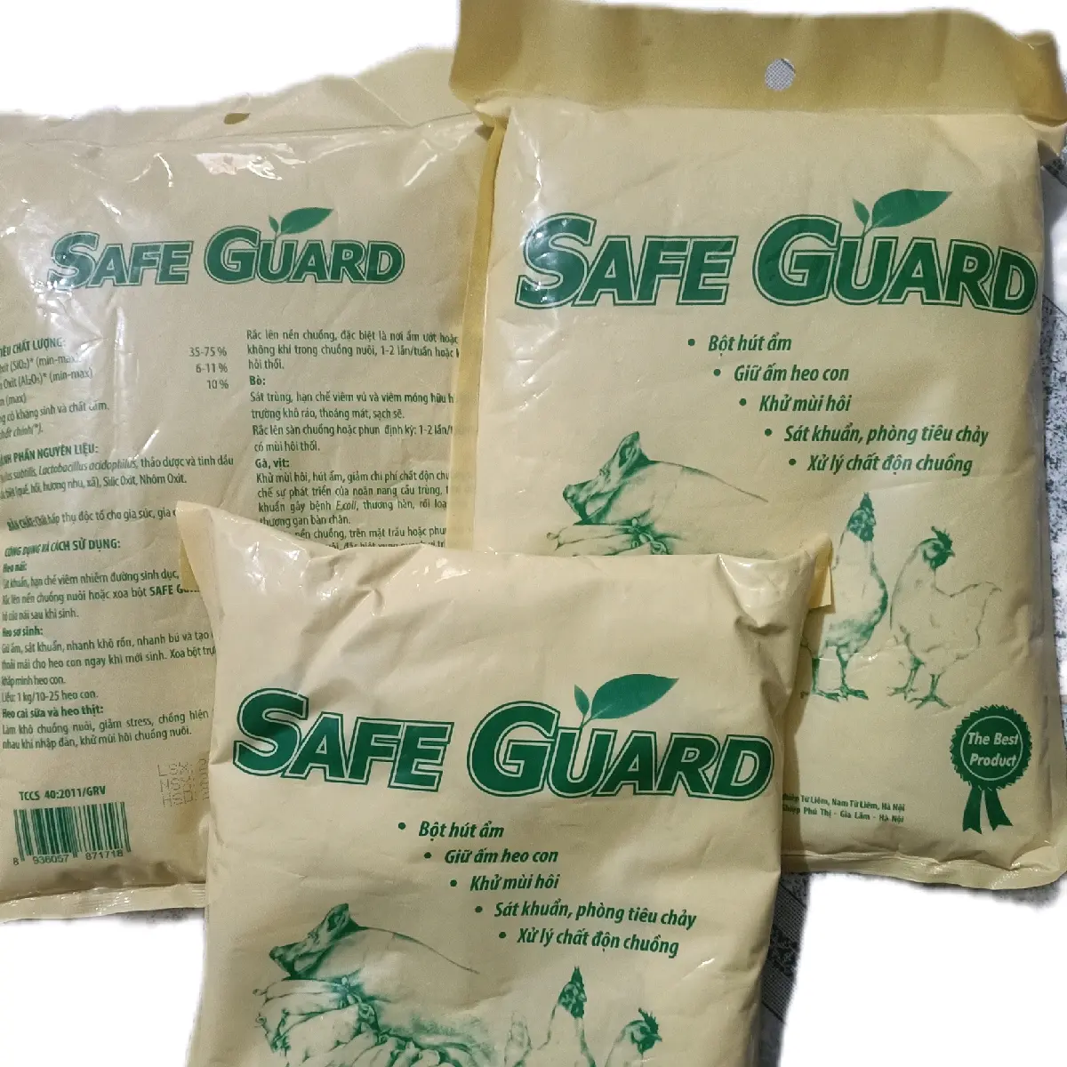 combo 5gói Safeguard 1kg giữ ấm chuồng nuôi, hút ẩm chuồng trại, khử mùi hôi cho heo con