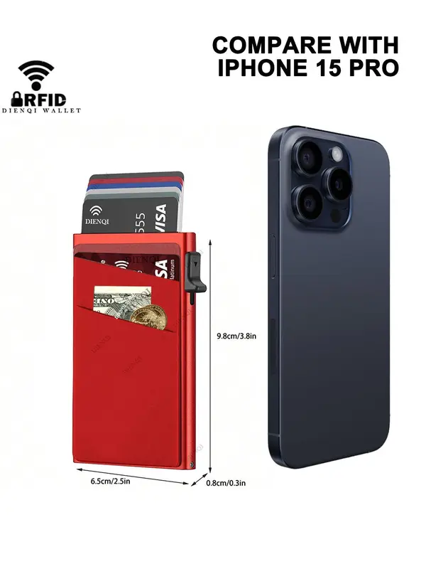 Minimalist Rfid Blocking Card Holder, Organizer Storage, Slim Thin Card Case with Automatic Pop-up Slot for Men, Money Clip & Lightweight Portable Card Holder, Card Organizer, Wallet for Men, Office Accessories 7