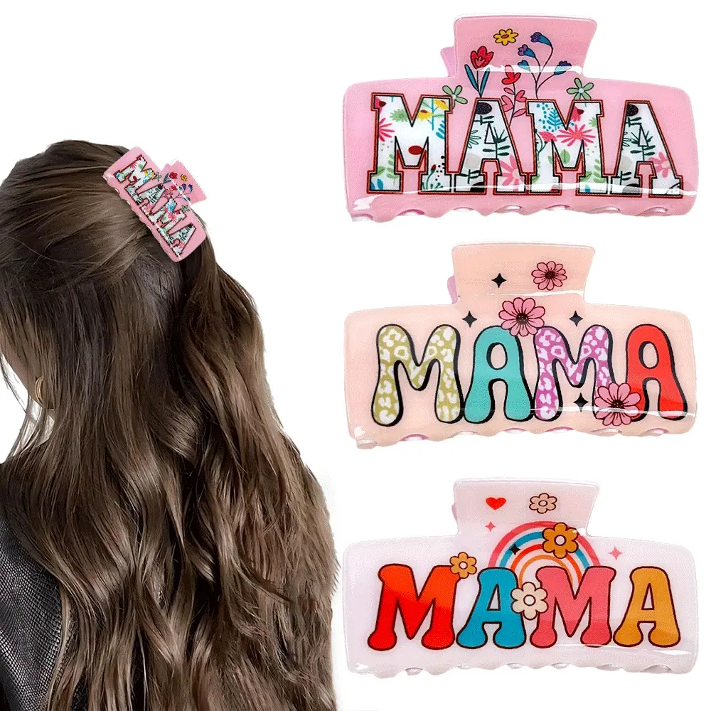 Cross-border Hot Sale Mother's Day "MAMA" Theme Acrylic Hair Claw Clip