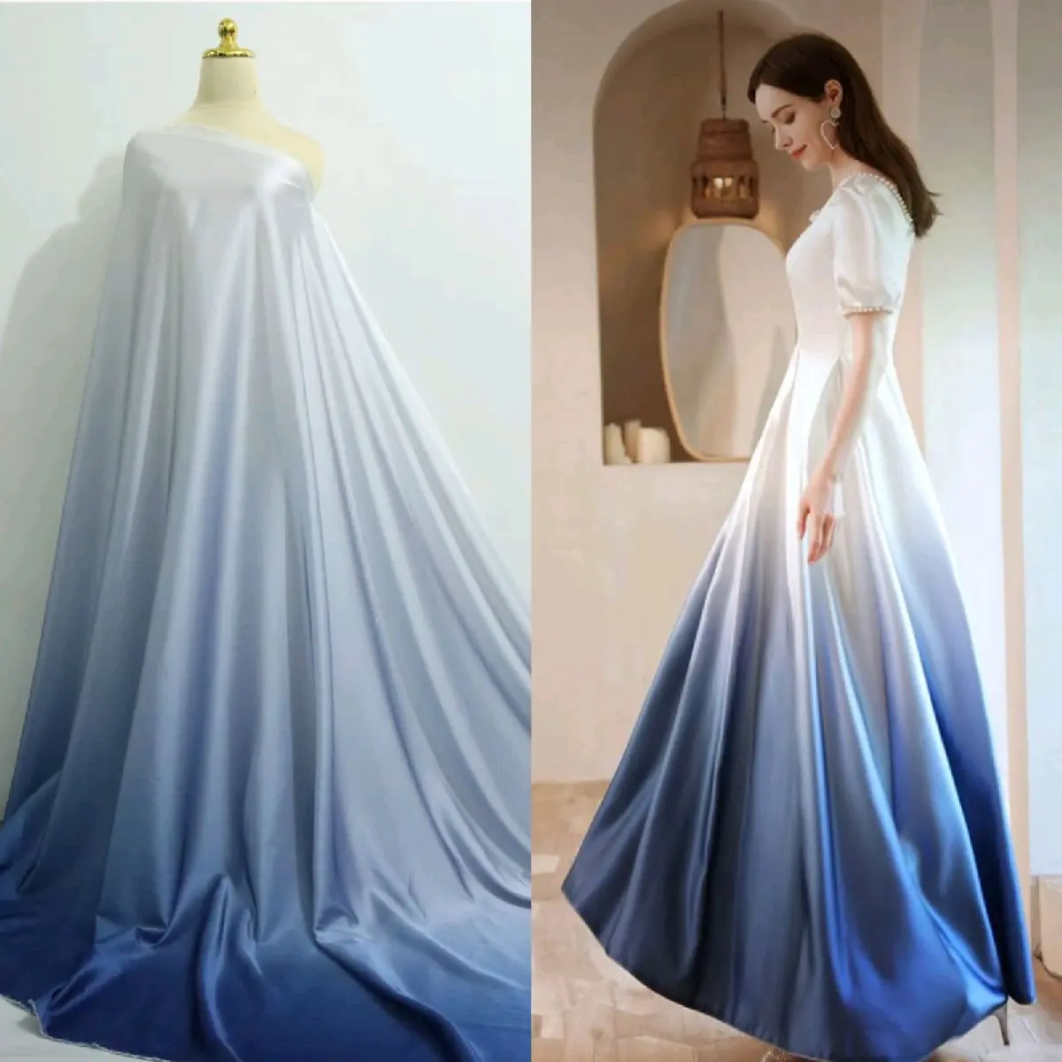 bahan armany gradasi | kain silk ombre | kain 2 warna | kain meteran Bridesmaid