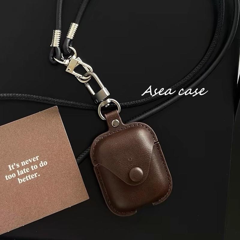 Product Introduction of Vỏ Bảo Vệ Tai Nghe Bằng Da, Phong Cách Cổ Điển Thích Hợp Cho Apple AirPods Pro Thế Hệ Thứ Hai / Thứ Ba, Có Dây Đeo Buộc, Màu Trơn Mới 10