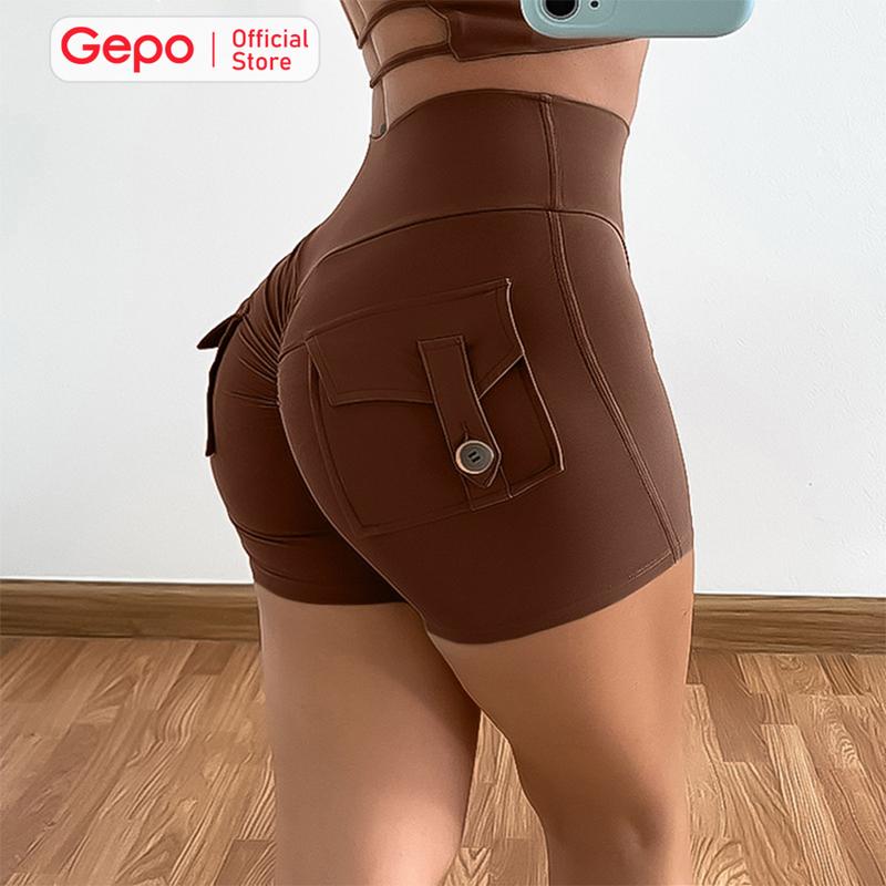 Quần Short Quần Đùi Túi Hộp Lưng V Chun Mông Tập Gym Tập Yoga Run Aerobic Sport Tập Thể Dục  GEPO GP124 7