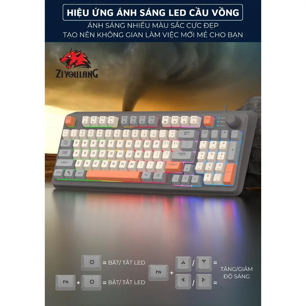 [ Giá sỉ ] Bàn phím giả cơ Gaming Xunfox K82 Có núm xoay - Led Rainbow - Keycap BPT - Phím cực êm không có tiếng | BigBuy360 - bigbuy360.vn