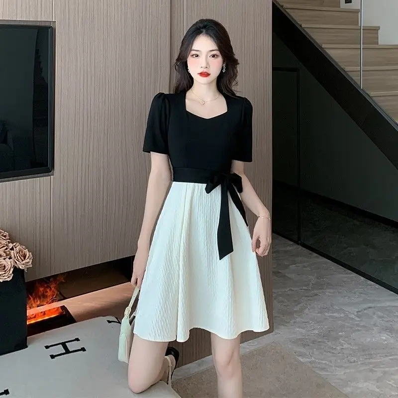 Váy Phong Cách Hepburn, Váy Mùa Hè, Phong Cách Hàn Quốc, Thiết Kế Chắp Vá, Chất Lượng Cao Cấp, Giả Hai Lớp, Mỏng Vừa Vặn, Váy Dài Nhỏ Nhắn, Dành Cho Phụ Nữ, [Đề Xuất Vận Chuyển Trong 7 Giờ Với Số Vận Chuyển 329]