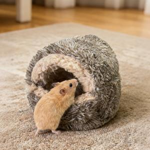 両面ソフト暖かいラムフリースハムスターの隠れ家、完全に囲まれた噛みにくい冬の家、ハムスター、マウス、小さなペットのための超豪華な厚い居心地の良い睡眠の巣