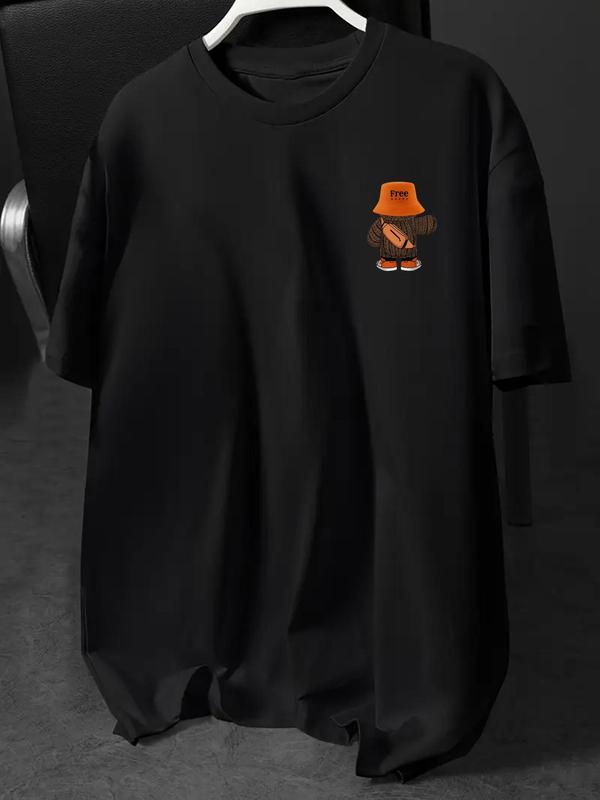 Men's Regular Fit Plain Round Neck Short Sleeve Graphic Tee, Casual Crew Neck T-shirt for Daily Wear, Men's Top for All Seasons, Tropical 3