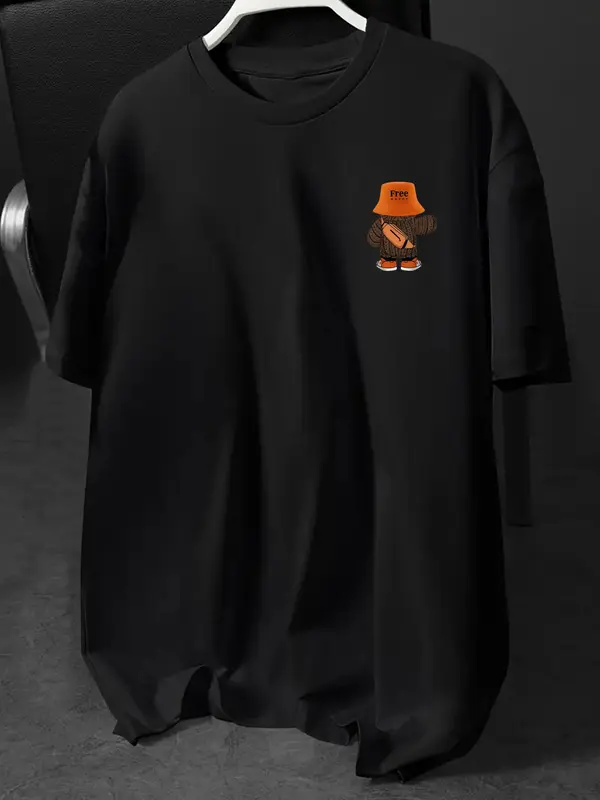 Men's Regular Fit Plain Round Neck Short Sleeve Graphic Tee, Casual Crew Neck T-shirt for Daily Wear, Men's Top for All Seasons, Tropical 3