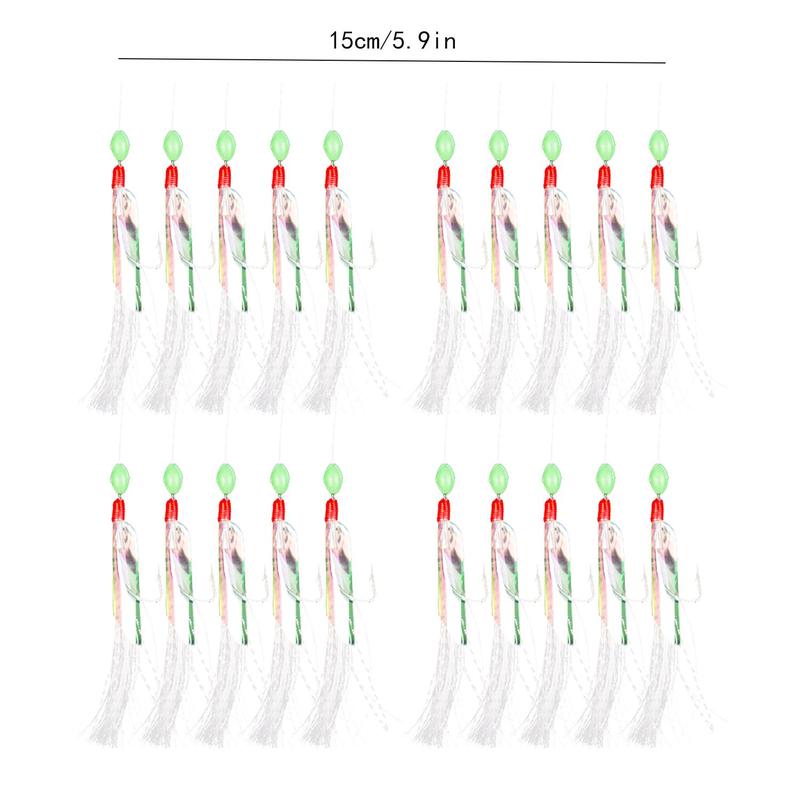 Product Introduction of Fishing Feather Hooks, 20pcs Sea Boat Fishing Lures Rigs with Barbed Hook, Fishing Accessories for Outdoor Fishing, Fishing Supplies 7