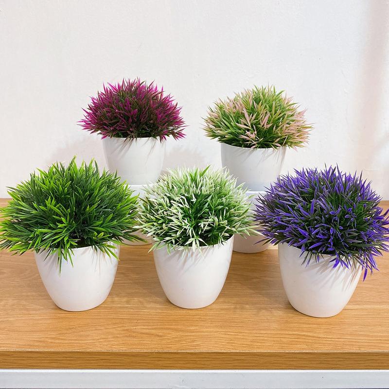 Chậu cây cỏ giả lá cây kiểng mini 14cm kèm chậu trang trí nhà cửa decor bàn làm việc văn phòng quán cafe