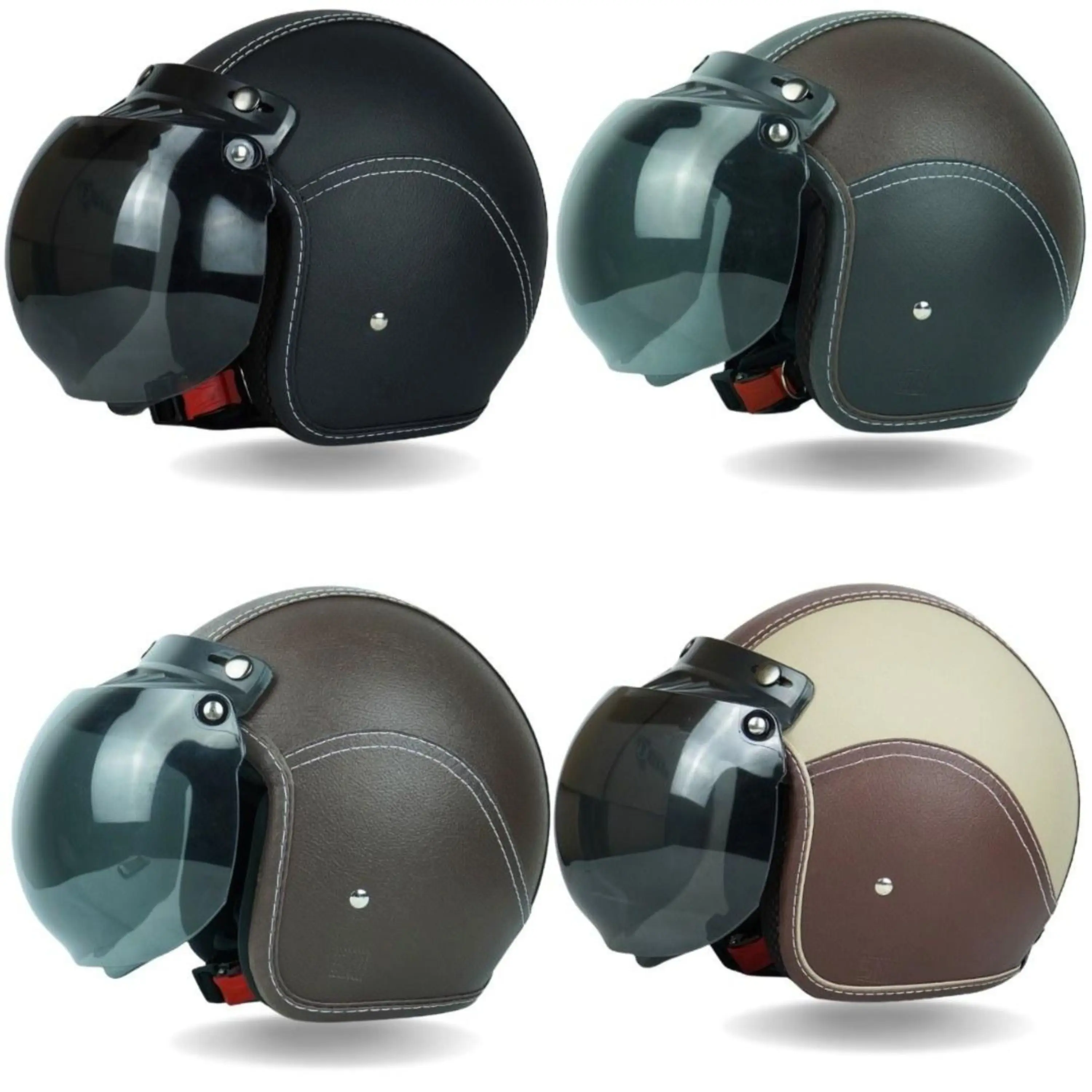 Helm Bogo Dewasa Wanita Pria Full Kulit SNI Coklat Kaca Cembung Motorcycle