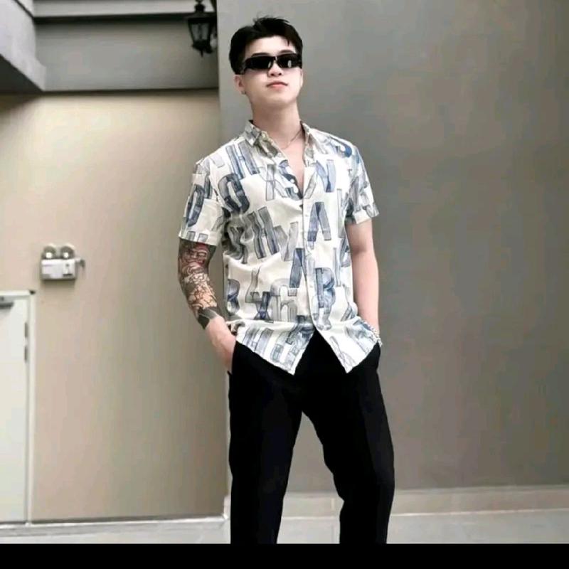 Áo Sơ Mi Nam Ngắn Tay Chất Liệu Lụa mango Chất Liệu Vải dày dặn Đứng phom Menswear kate Có Cổ 1