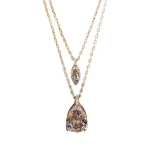 สร้อยคอเพชร Marquise สองชั้น ดีไซน์เท่ใหม่ หยดน้ำลอยน้ำ ประกายระยิบระยับ สำหรับผู้หญิง โซ่กระดูกไหปลาร้า เครื่องประดับสุดวิจิตร สร้อยคอคอลเลกชันเพทาย (เครื่องประดับจี้อันหรูหรา)