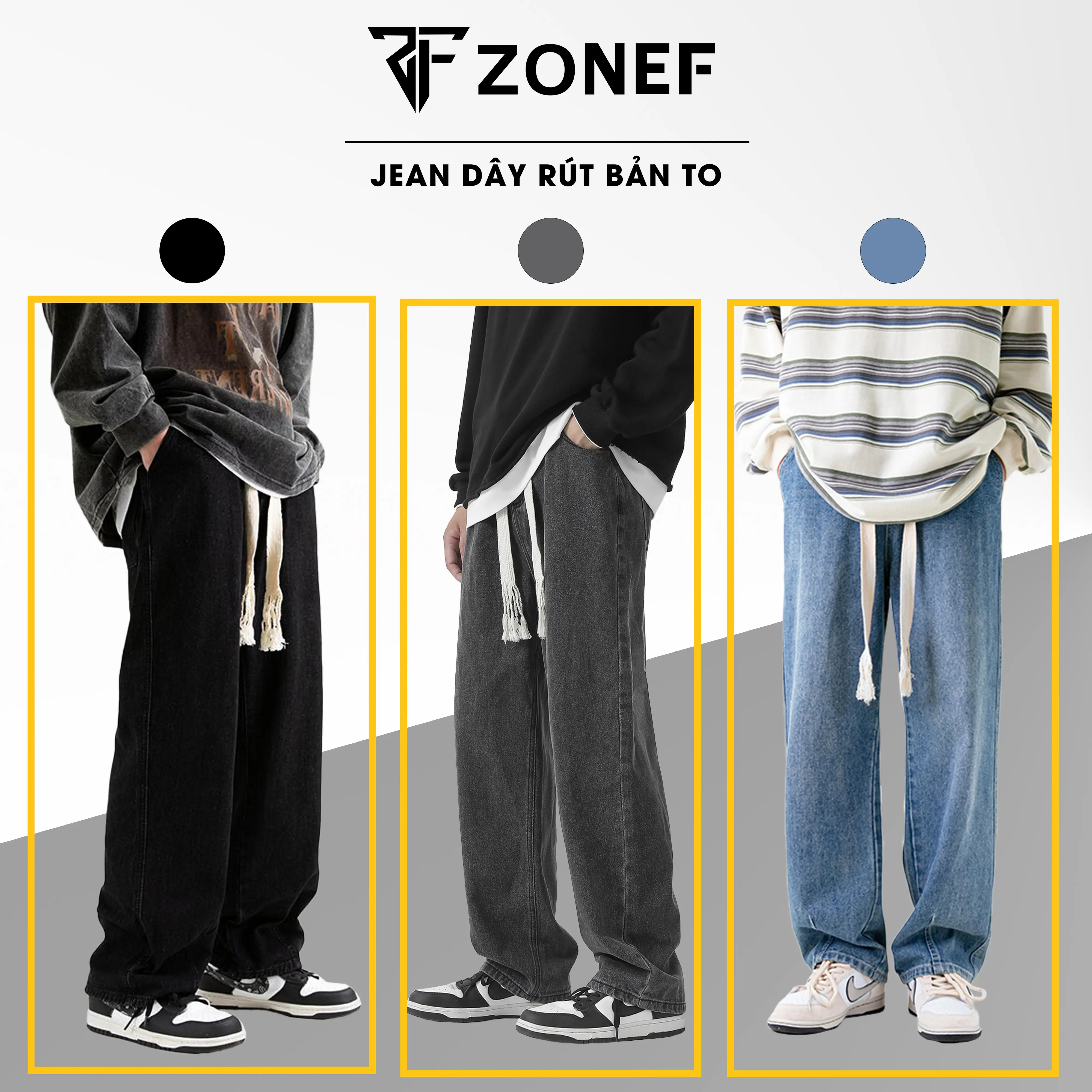 QUẦN JEAN ỐNG RỘNG HÀN QUỐC BY ZONEF MENSWEAR Ong Xanh