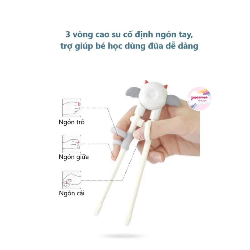 Đũa tập ăn cho bé cao cấp xỏ ngón chất liệu ABS an toàn 2