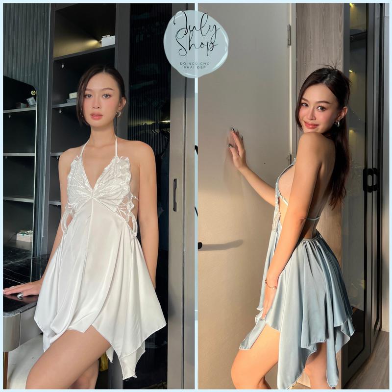 Váy Ngủ 2 Dây Hồ Điệp Gợi Cảm Chất Lụa Latin Cao Cấp Freesize