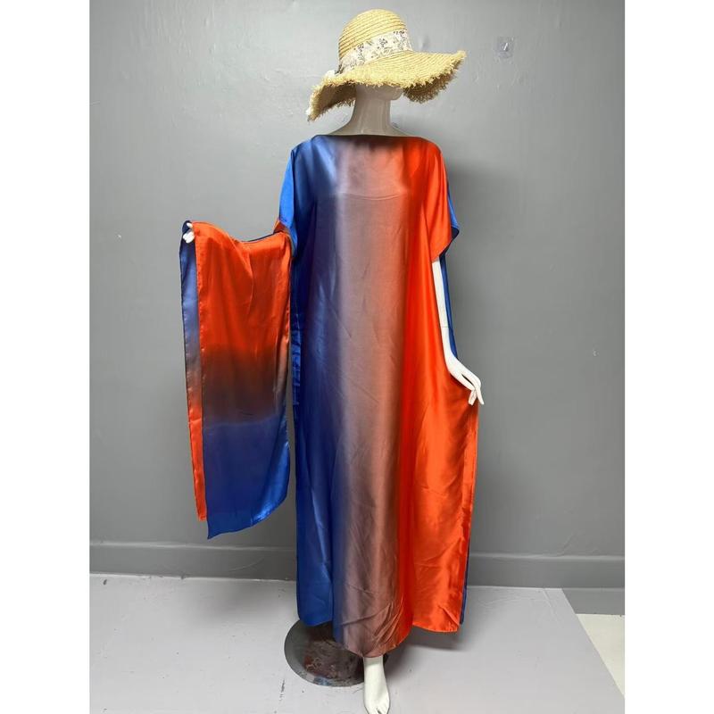 SOURCE Popular Satin Artificial Silk Gradient Printing Muslim plus Size Women's Two-Piece Robe 2