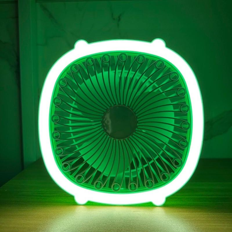 Quạt để bàn mini, quạt tích điện để bàn văn phòng treo tường có đèn led sạc pin USB 3 tốc độ gió Phụ Kiện