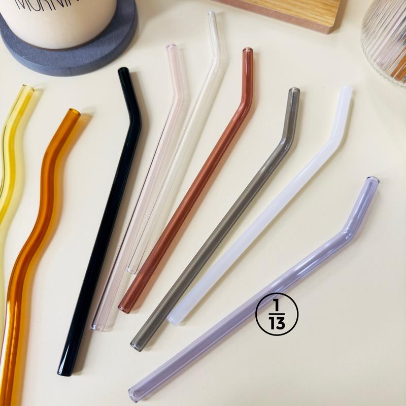 Sedotan Kaca Borosilikat Lurus Bengkok Curly Smoothies Boba Bening Transparan / Glass Straw Aesthetic / Sedotan Bening Transparan Reusable Eco Friendly 2