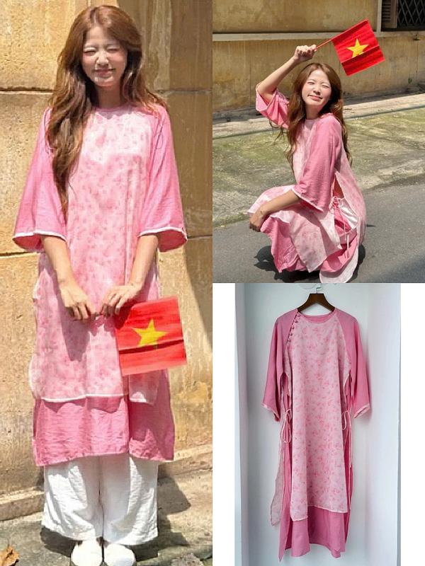 Set Áo dài nữ S.215, Set Áo dài cách tân cổ tròn tay lửng 4 tà họa tiết hoa phối nơ buộc eo phong cách dễ thương - Shop Chấm Bi