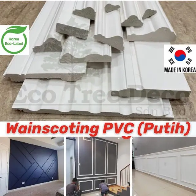 PVC Wainscoting 16 Jenis Design KOREA - 8 kaki pjg - Accent Wall - Batten Wall - Chair Rail - Skirting - Fluted Wall Panel -  Wainscoting - Slat Wall Slat - Panel Wall Panel - Wall Mouiding Wall - Fluted Wall Panel - Wall Skirting Wall - Cermin Frame