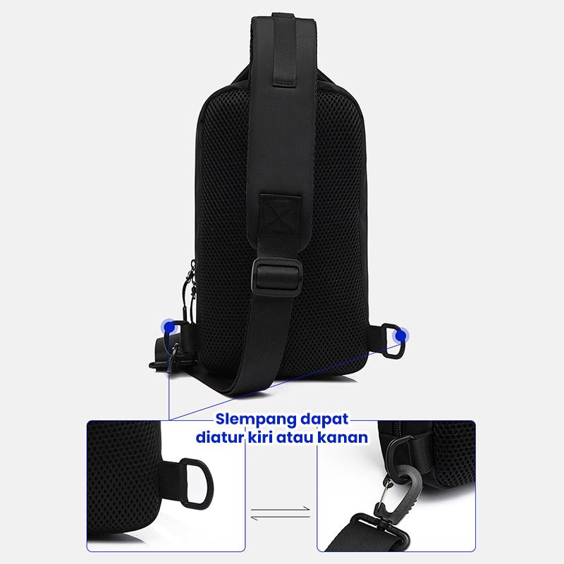 Product Introduction of Techdoo Tas Selempang Bahu Pria Slempang Tas Dada Cowok Wanita Slingbag Kasual Anti Air TS709 11