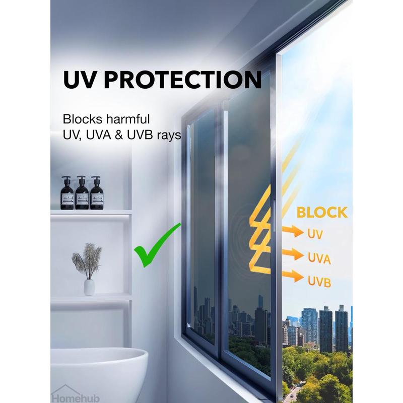 Homehub Window Film Frosted Privacy Tinted Solar Blackout UV Protection Heat Insulation For Home Office Glass 4