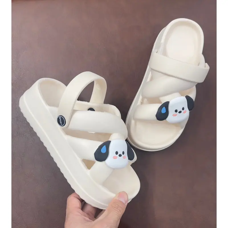 Dép Sandal gắn sticker HÌNH CÚN MÈO chất eva siêu bền nâng 5cm chiều cao 5