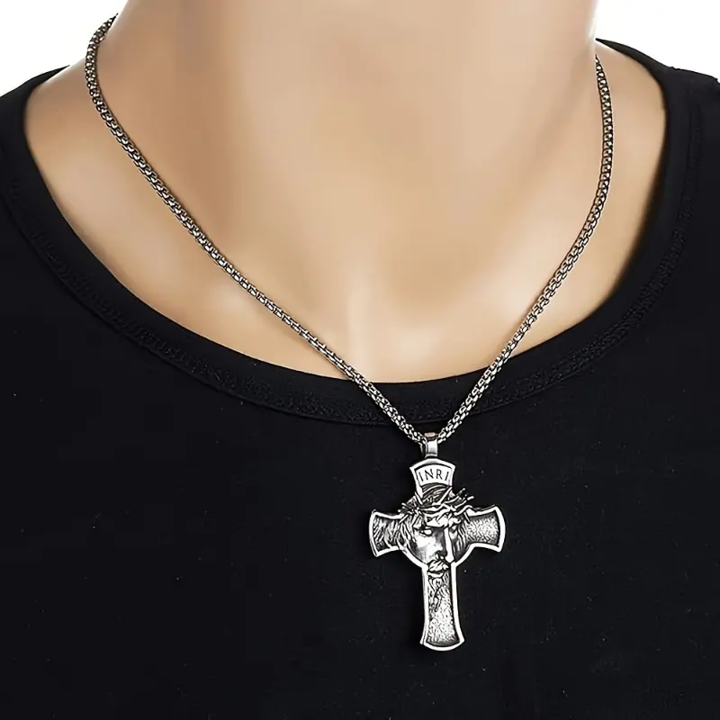 1pc INRI Jesus Christ Necklace,  Pendant Necklace and Thorn Crown Jesus    cross chain 5