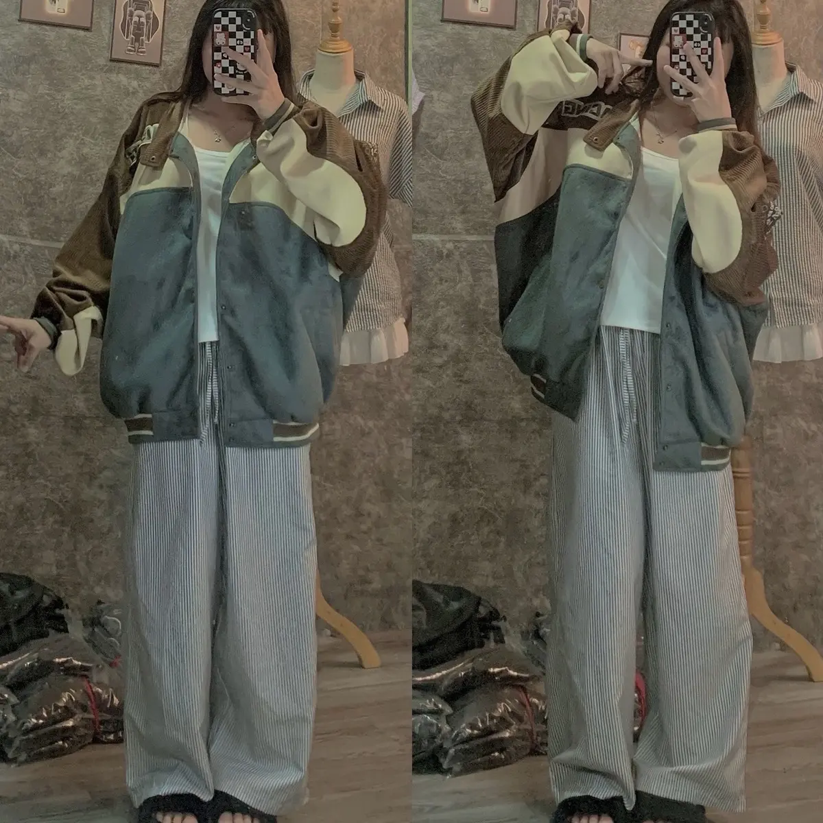 ÁO KHOÁC BOMBER NHUNG CỔ CAO BẤM NÚT CAO CẤP